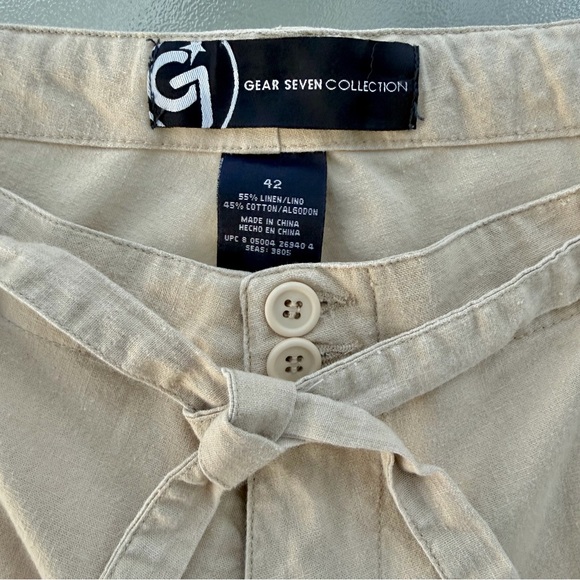 Gear Seven Big & Tall Beige Linen Cotton Blend Drawstring Cargo Shorts, Men’s 42 - Picture 6 of 8